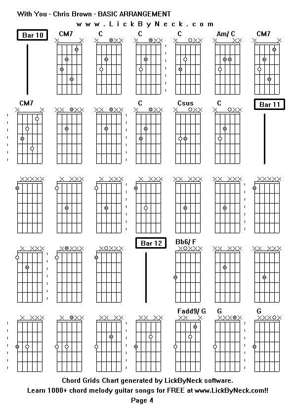 Chord Grids Chart of chord melody fingerstyle guitar song-With You - Chris Brown - BASIC ARRANGEMENT,generated by LickByNeck software.